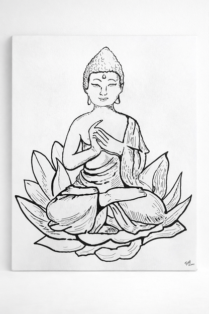 Buddha Lotus – Tavola Artistica Zen su Legno | RM Icons