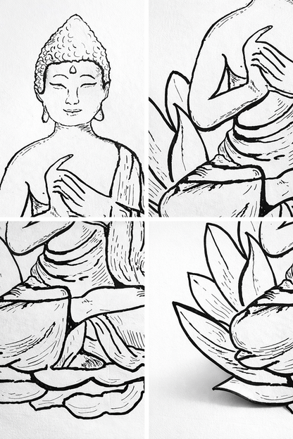Buddha Lotus – Tavola Artistica Zen su Legno | RM Icons