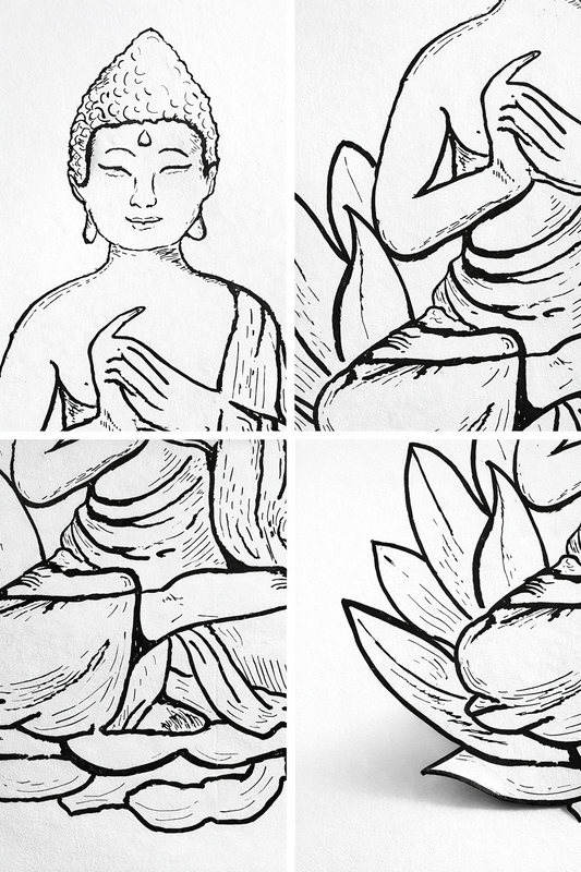 Buddha Lotus – Tavola Artistica Zen su Legno | RM Icons