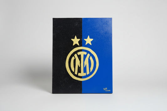 Inter – Tavola Artistica Handmade Oro su Nero e Blu | RM Icons