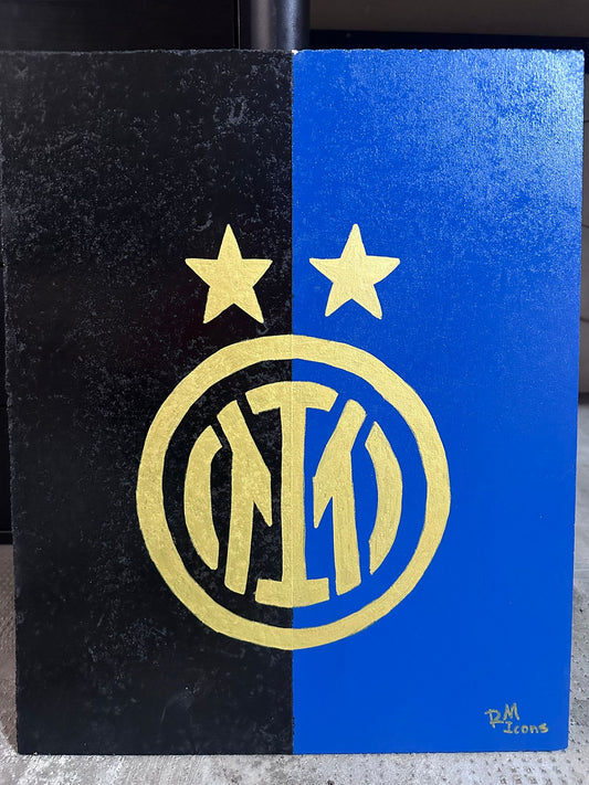 Inter – Tavola Artistica Handmade Oro su Nero e Blu | RM Icons